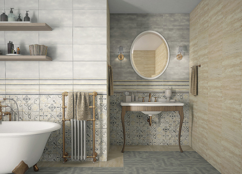 Керамическая плитка Deco altacera в интерьере ванной