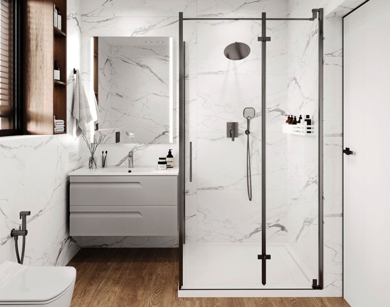 Керамогранит Carrara Terrific Silver Ceradim 600х1200 на стене в ванной