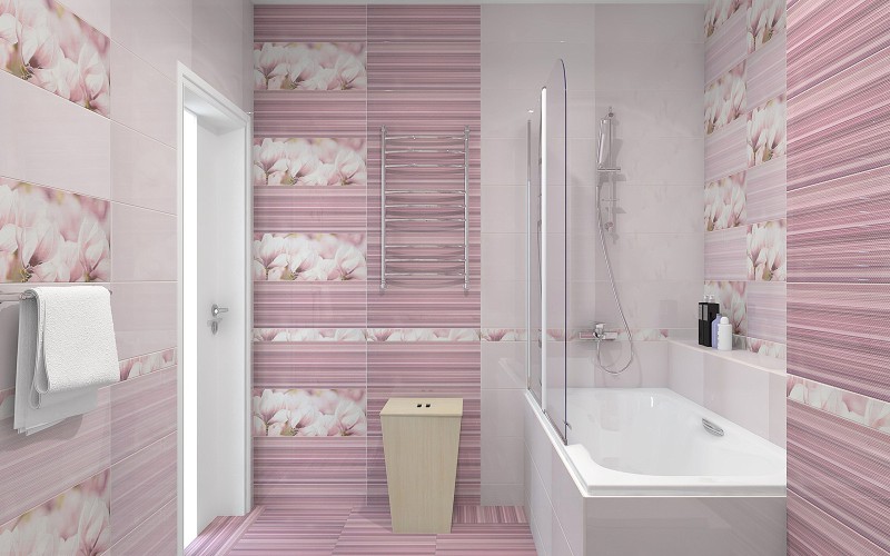 Керамическая плитка Rapsodia розовая в ванной