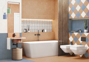 Керамогранит Design Art 200x200 на стенах и полу в ванной. Фото 18