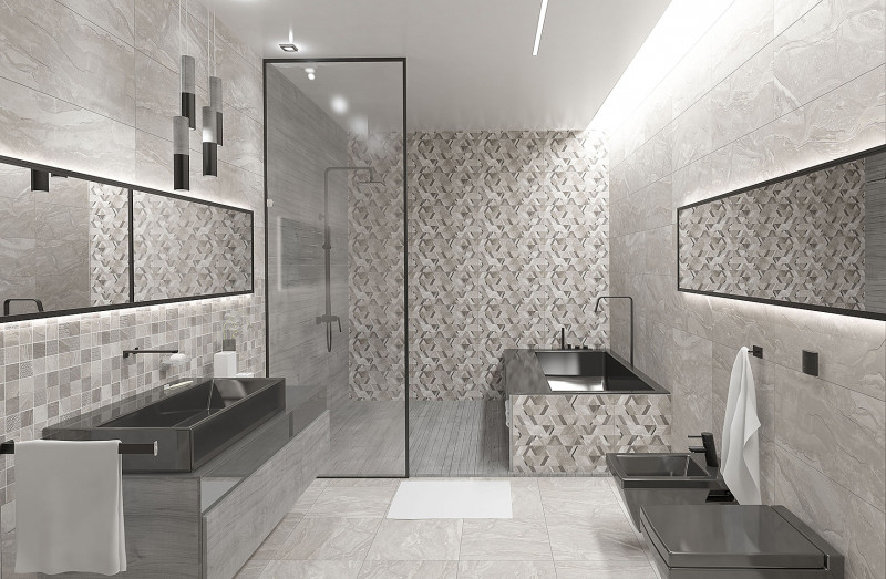 Плитка Torino Kerlife с декорами и мозаикой в ванной
