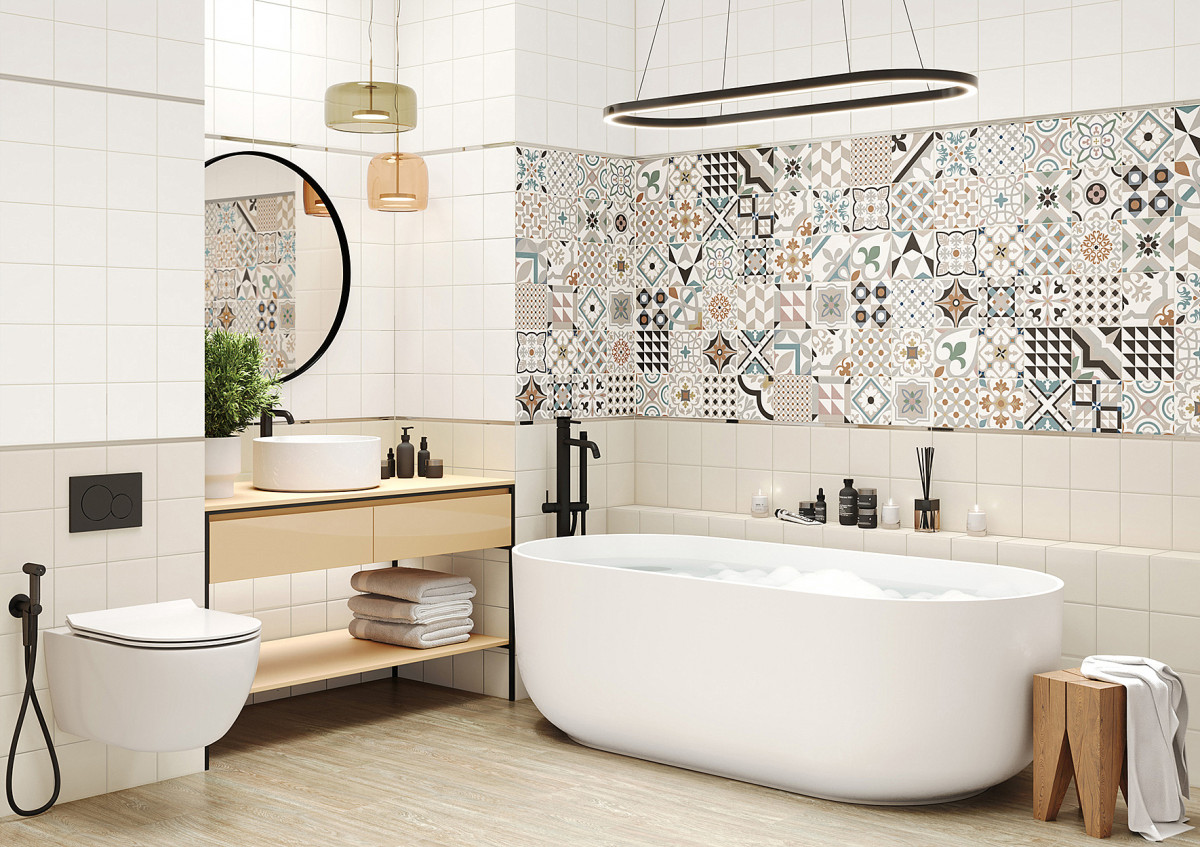 Плитка для стен Design Art 300x600 в ванной. Фото 1