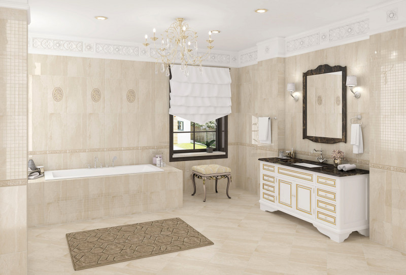 Плитка Olimpia с классическим декором в ванной
