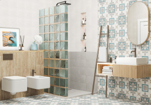 Керамогранит Design Art 200x200 на стенах и полу в ванной. Фото 15